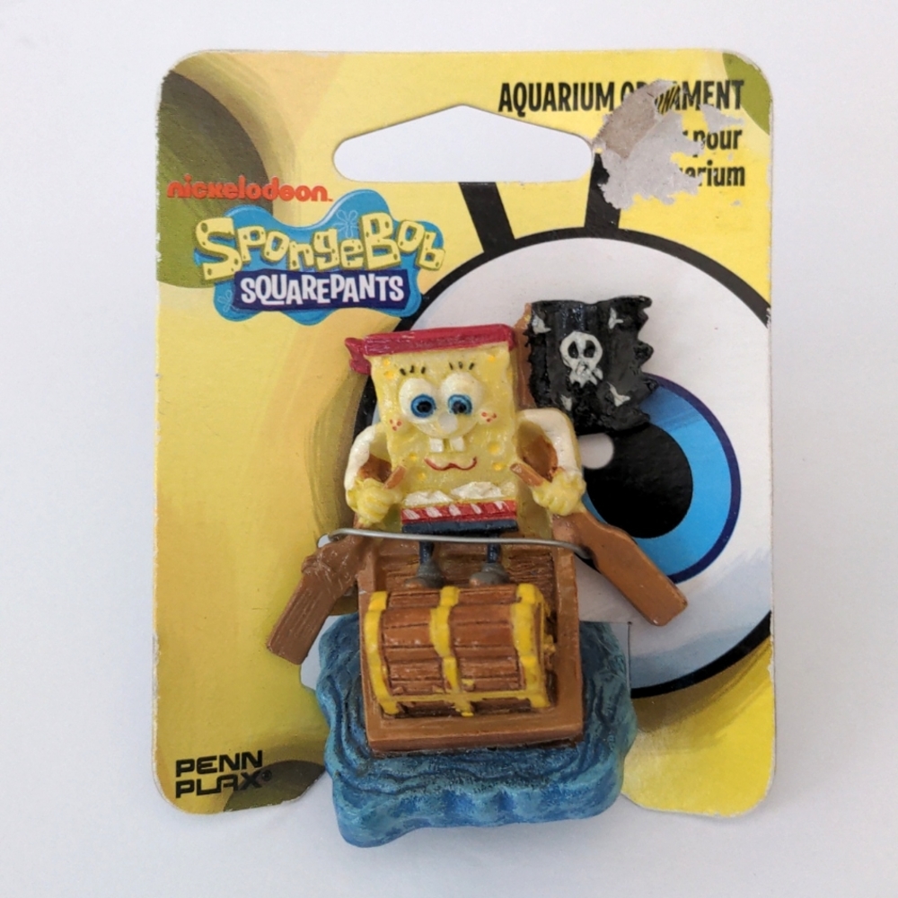 SpongeBob SquarePants Aquarium Ornament SpongeBob in Pirate Rowboat NEW